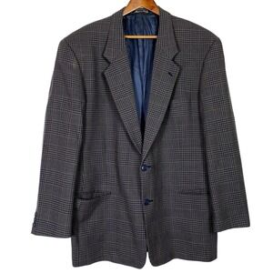 VTG Armani Blazer Mens 43R 100% Italian Virgin Wool Gray Check Suit Sport Jacket